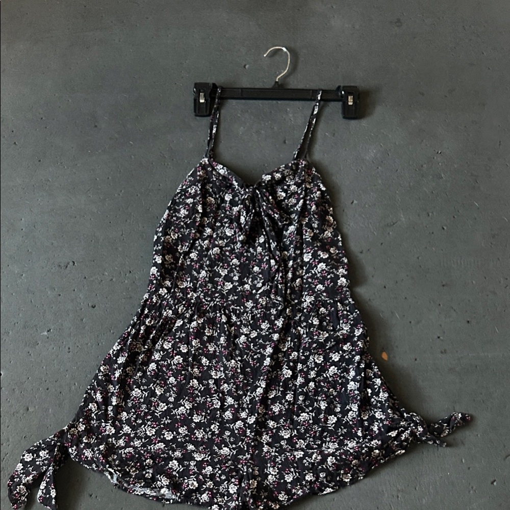 Floral Tie-Front Cami Top - Black